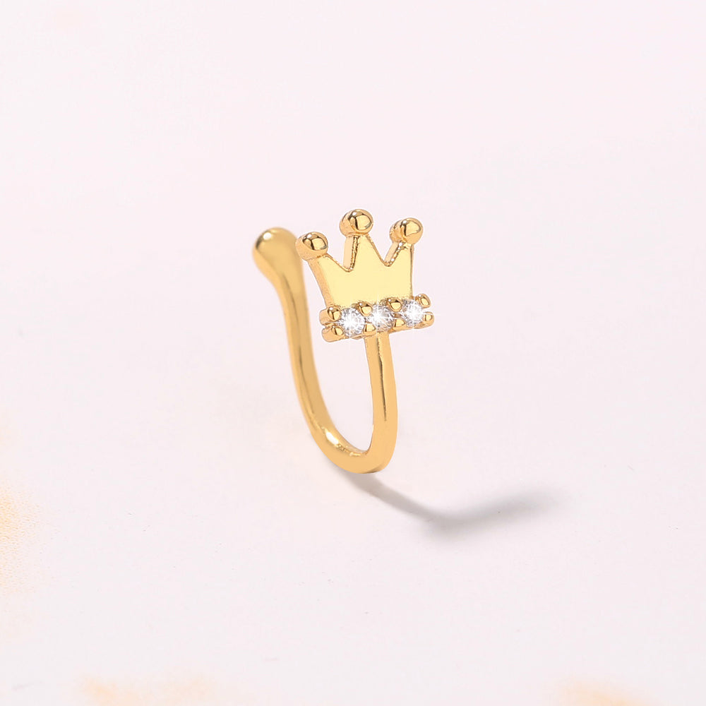 Gold Micro-inlaid CZ Crown Nose Clip