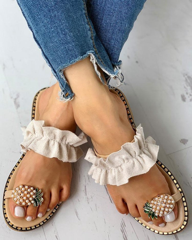 Pineapple Toe Flat Sandals
