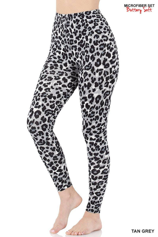 Grey Leopard Print Leggings