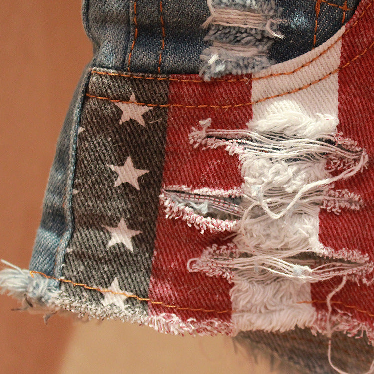 American Flag Patterned Mini Pants