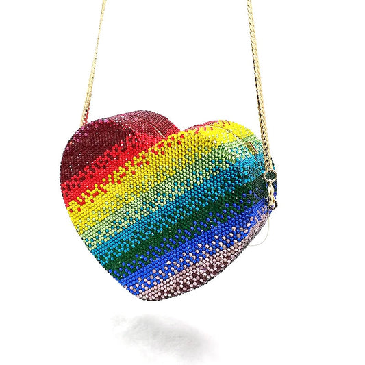 Diamond gradient rainbow chain bag