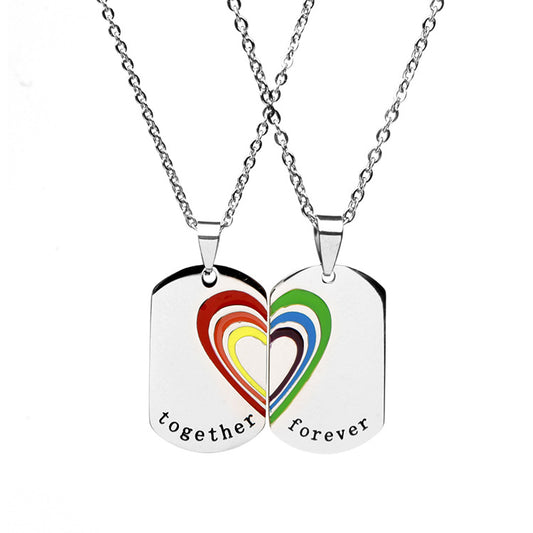 Together forever stainless steel couple necklace