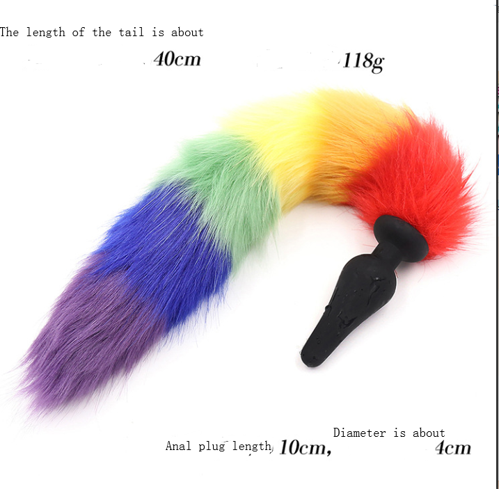 Rainbow Fox Tail Butt Plug