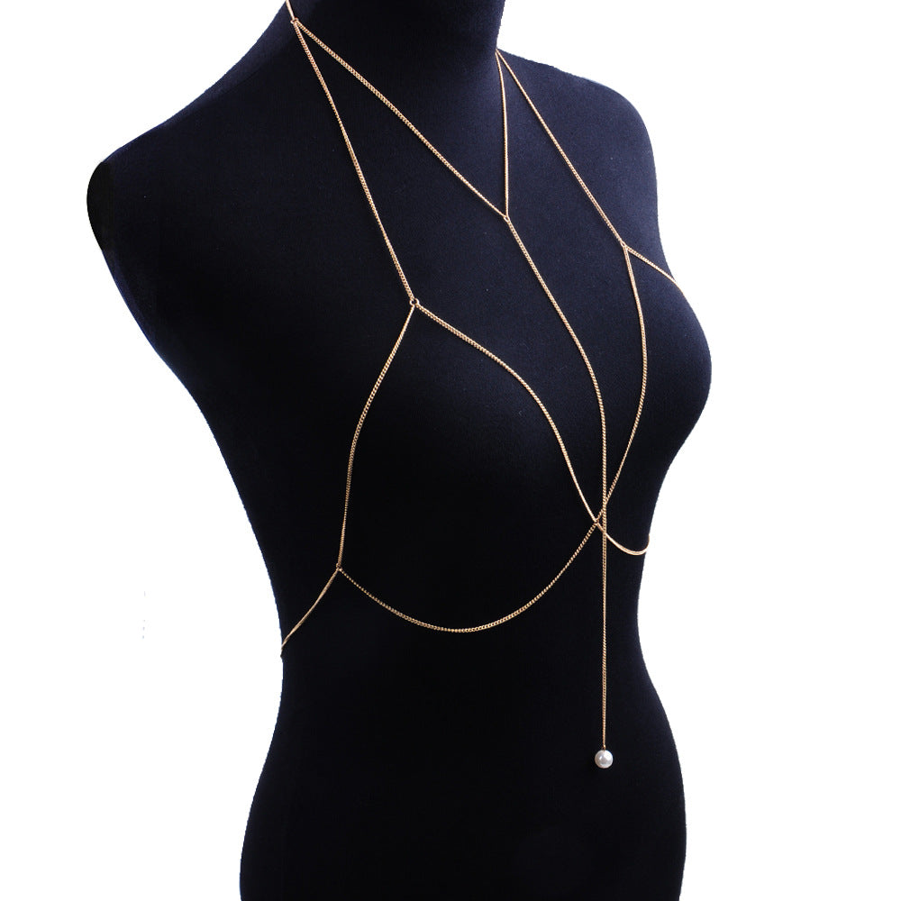 Fashion Pearl Accessories Beach Bikini Chain Chest Chain