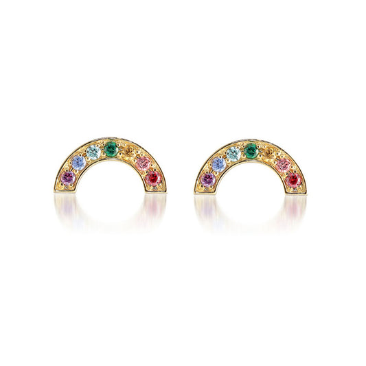 Sterling Silver Rainbow Stud Earrings Fashion