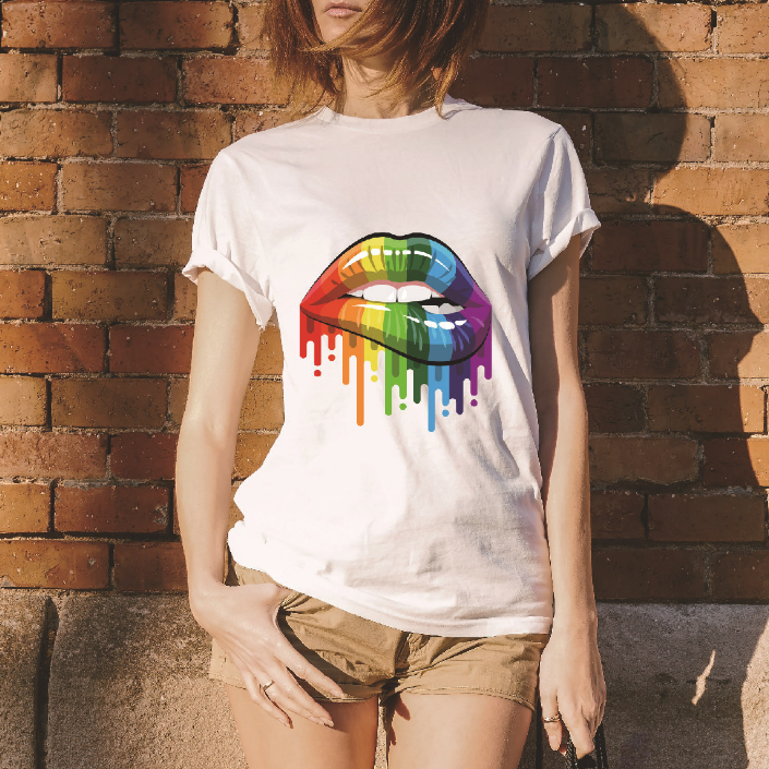 Rainbow Dripping Paint Lips T-Shirt