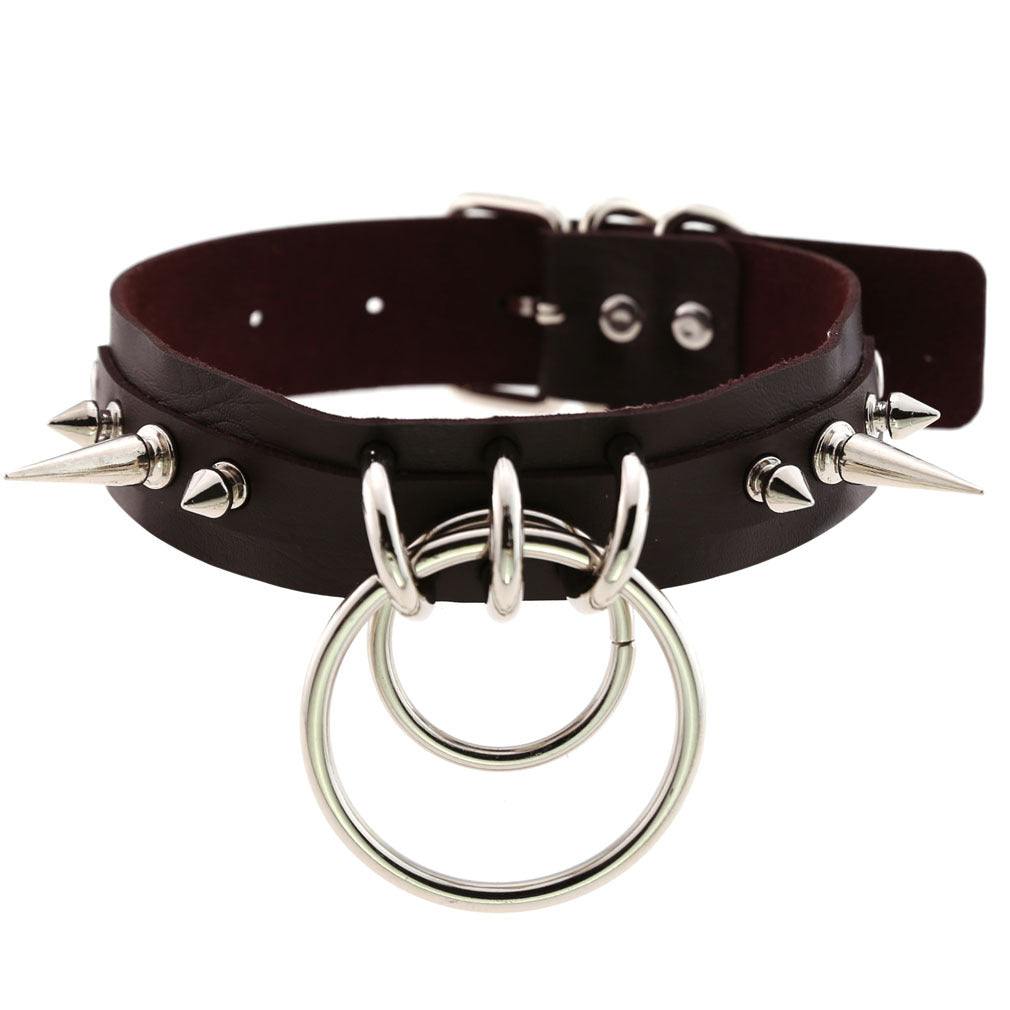 KMVEXO Punk Spike Metal Collar Girls Leather Harness Choker Necklace for Women Party Club Chockers Gothic Jewelry Harajuku 2021