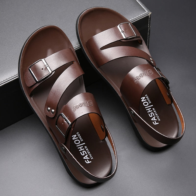 Men's leather sandals and slippers