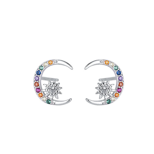 Fashion Creative Star Moon Earrings Rainbow