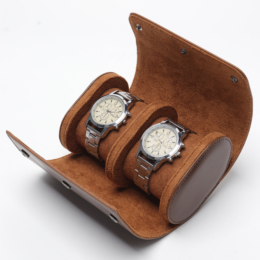 Pu Leather Two Watch Storage Box Travel Roll Type Watch Collection Box Couple Watch Packaging Box