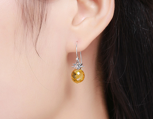 Sterling Silver Crystal Pineapple Drop Earrings