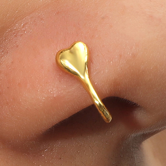 Zircon Nose Rings Metal U-Shaped Leaves Heart Nose Studs