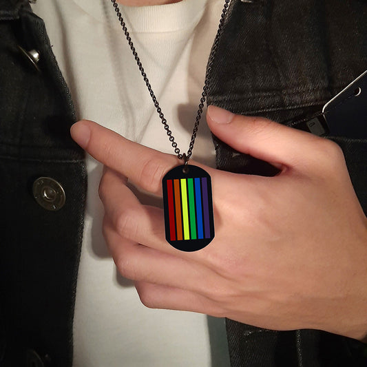 Stainless Steel Rainbow Pendant Necklace