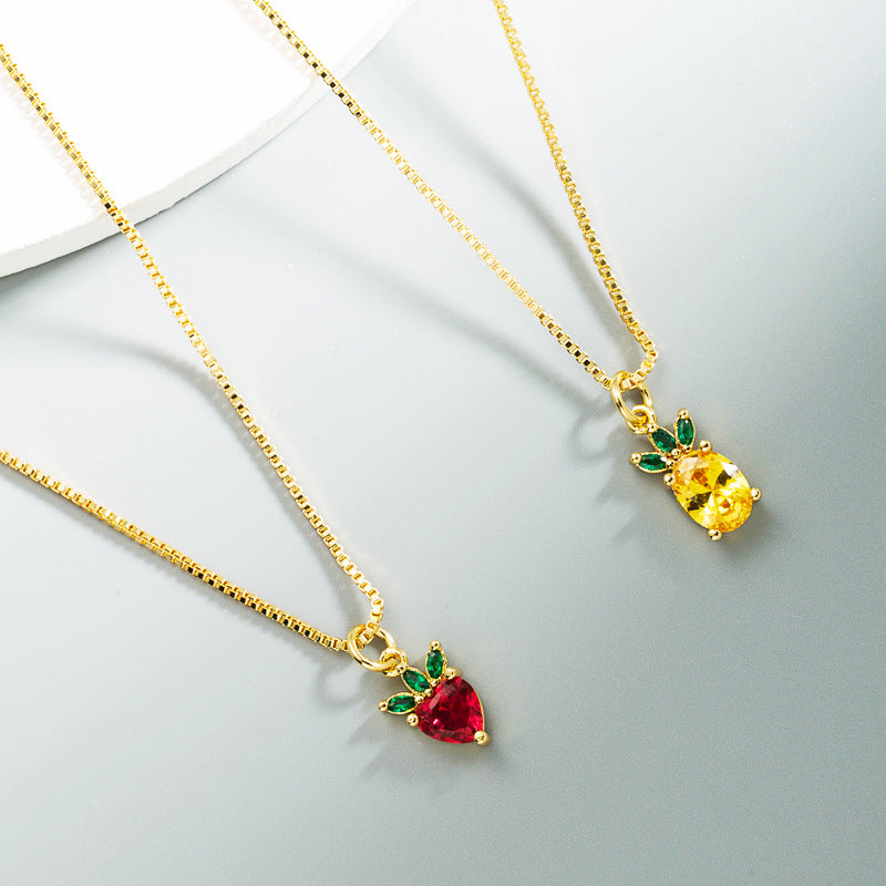 CZ Pineapple Stud Earrings & Necklace Sets