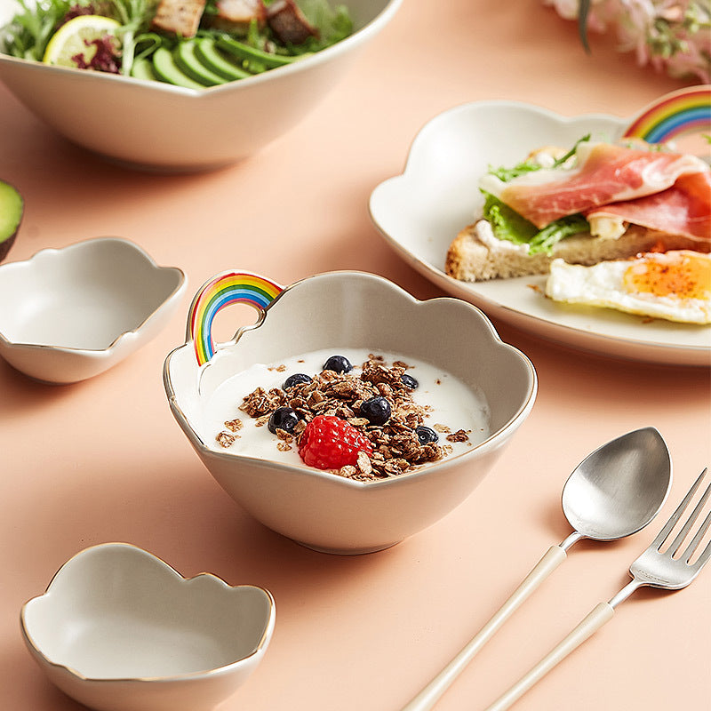 Rainbow Ceramic Breakfast Tableware Household High Value