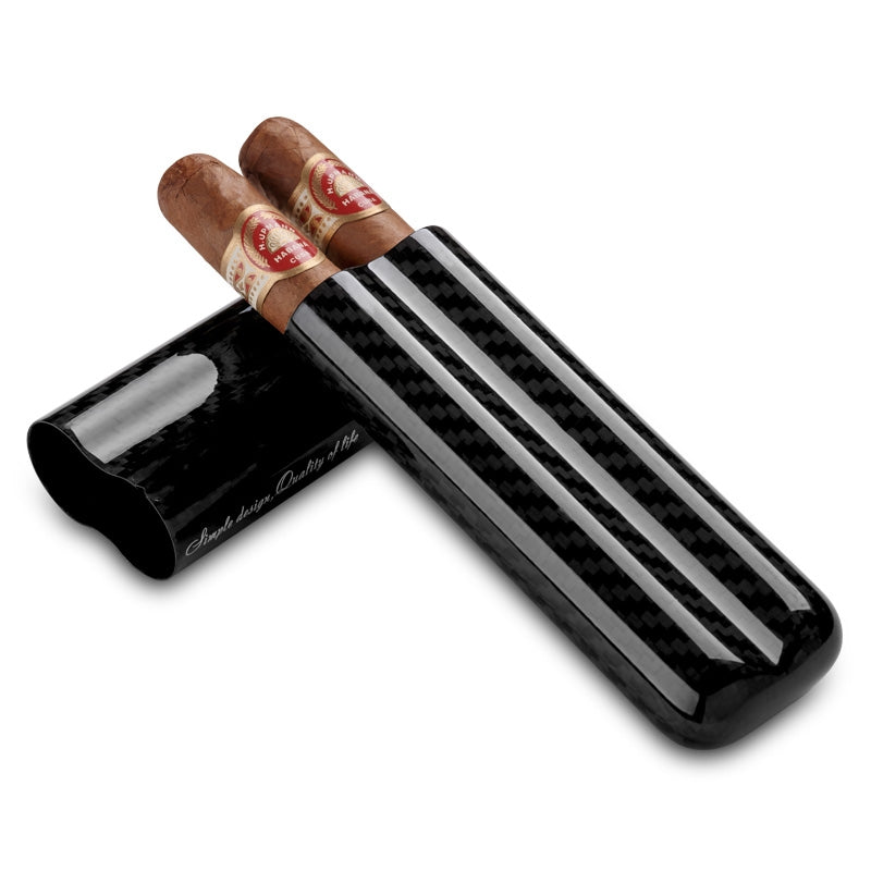 Portable 3 Vintage Carbon Fiber Cigar Tube Cigar Set Accessories