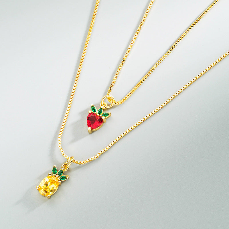 CZ Pineapple Stud Earrings & Necklace Sets