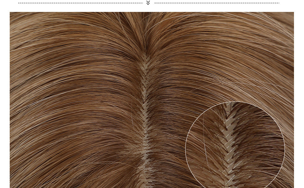 Female Eightcharacter Bangs Full Head Cover High Temperature Long Curly Hair Wig
