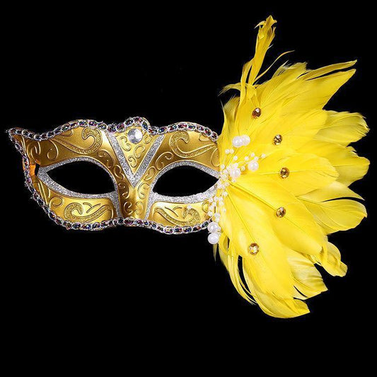 Mardi Gras Masquerade Mask with Feathers