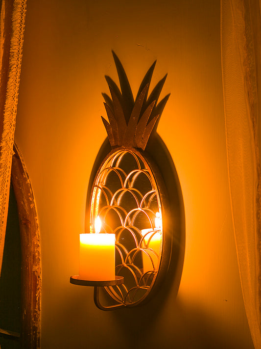 Candlestick Light Luxury Wrought Iron Pineapple Shaped Wall Decoration