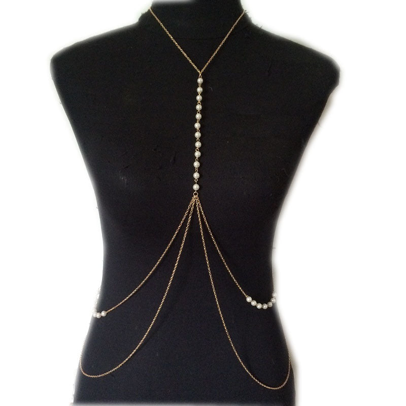 European And American Popular Sexy Pearl Necklace Body Chain