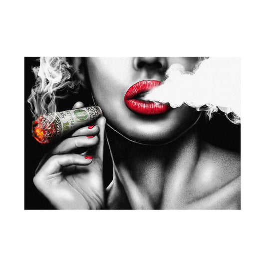Red Lips Smoking Characters Vintage Walls Paintings