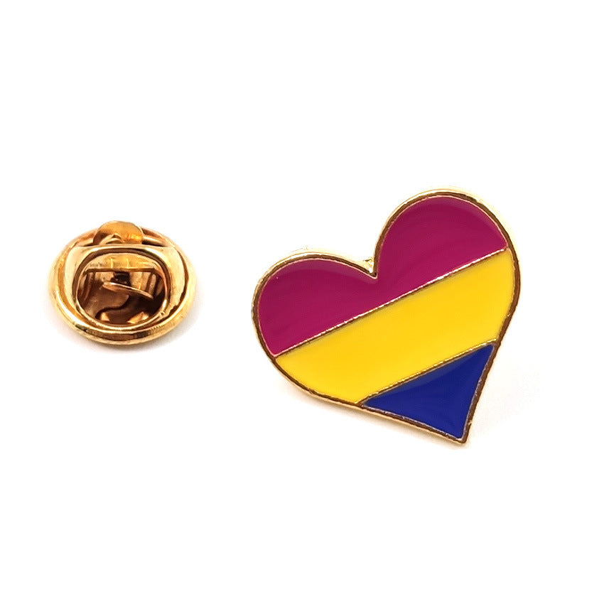 Heart shaped letter badge love rainbow brooch