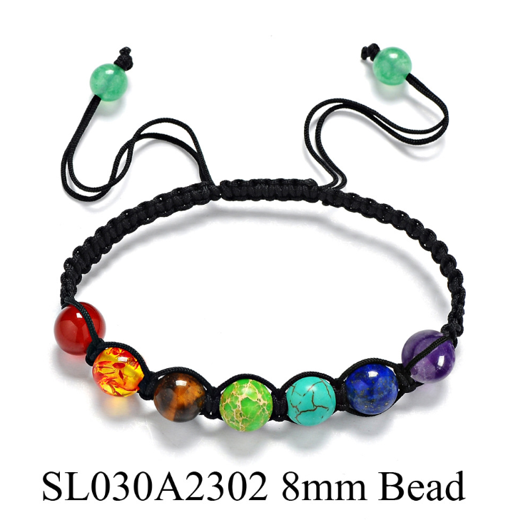 8mm natural stone amethyst seven-color rainbow 7 chakra bracelet treatment aura stone prayer balance bead bracelet