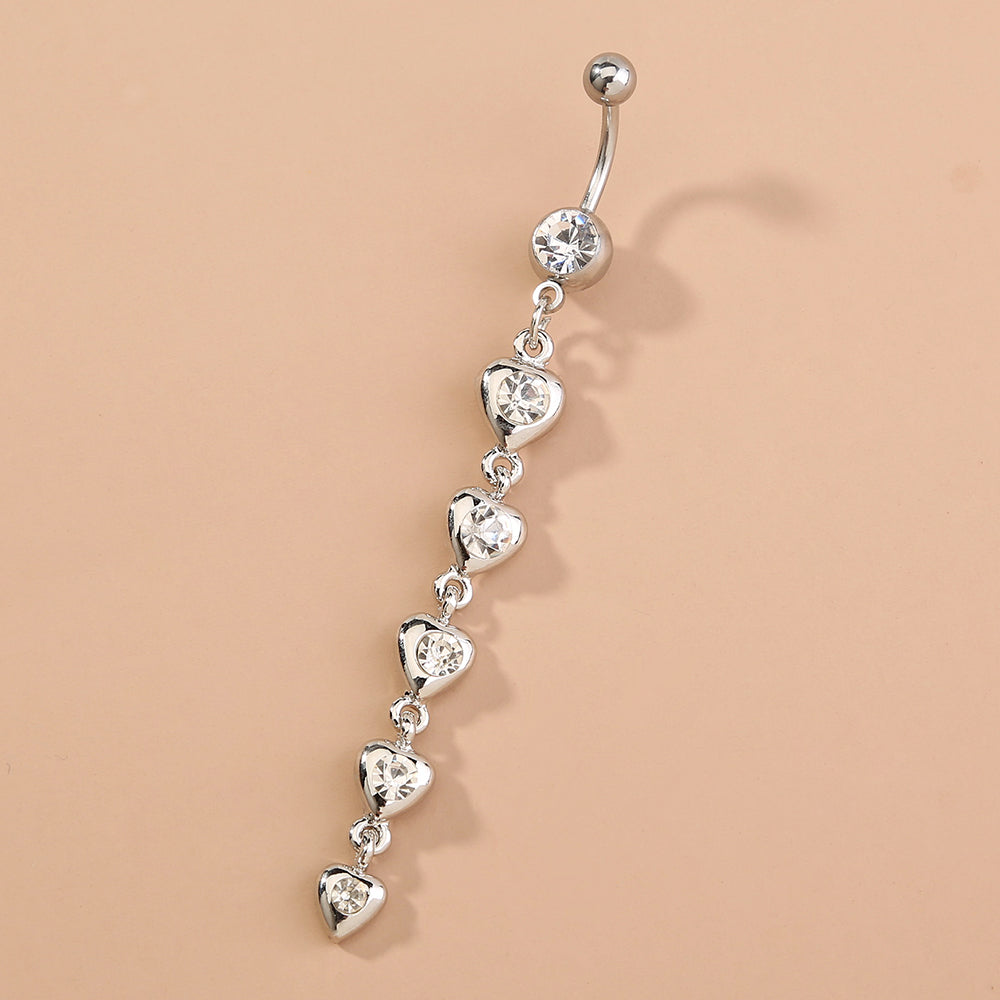 Body Piercing Fashion Long Tassel Love Heart Diamond Navel Nail Hot Selling Sexy Navel Ring on eBay in Europe and America