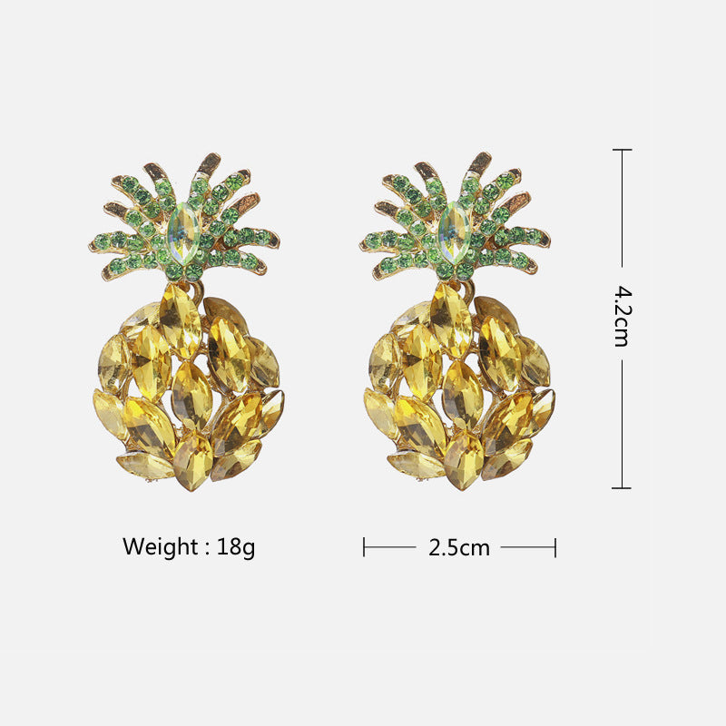 Creative Pineapple Micro-set Crystal Hollow Glass Diamond Earrings