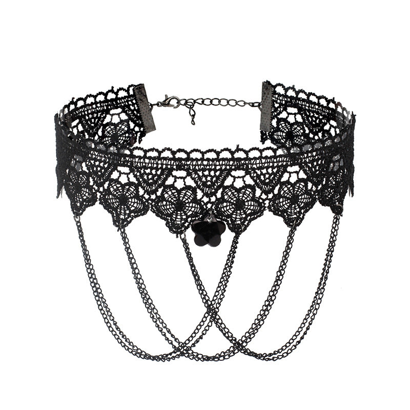 Cross-border Accessories Multi-layer Tassel Lace Collar Gothic Lolita Vintage Choker Necklace