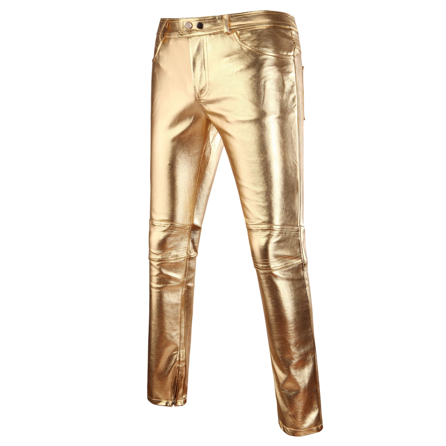 Men's Shiny Trousers Bronzing Costume Casual Pants