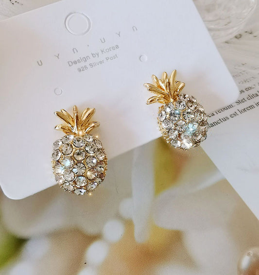 Diamond pineapple pendant earrings