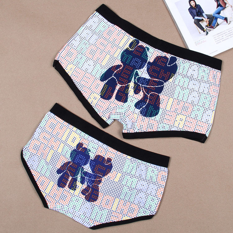 Couple Cartoon Print Boxer Briefs Underwear