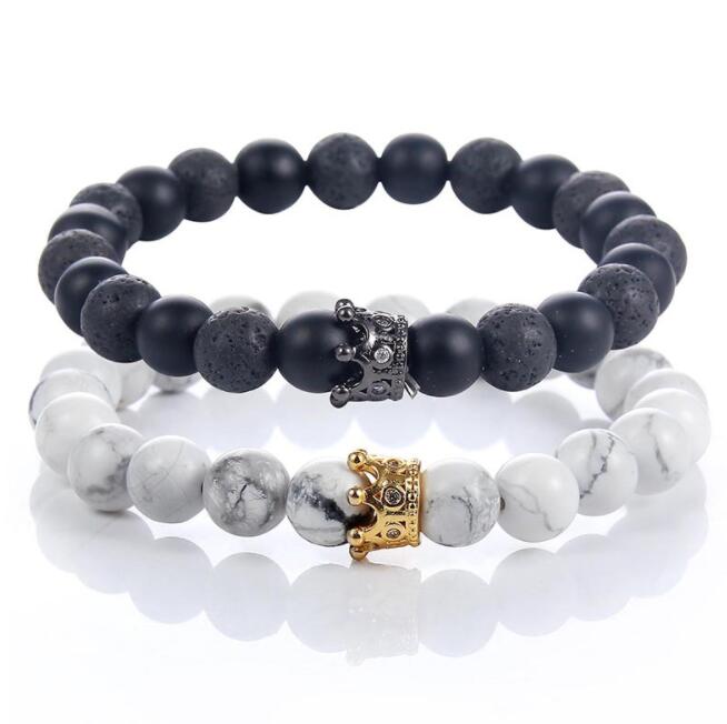 Black and White Turquoise Couple Natural Stone Bracelet bracelet