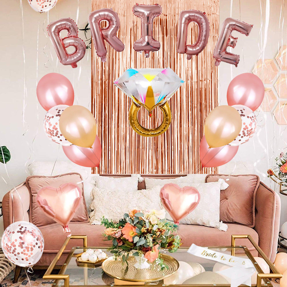 Bachelor Party Balloon Set Bride Shoulder Strap Diamond Ring Party Decoration