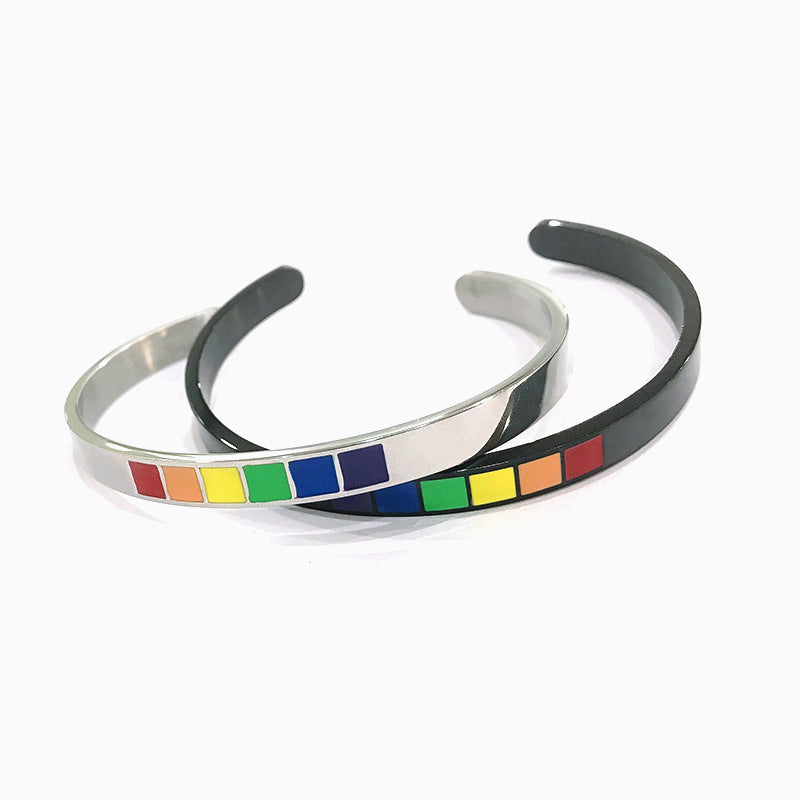 Men's And Women's U-shaped Stainless Steel Rainbow Bracelet