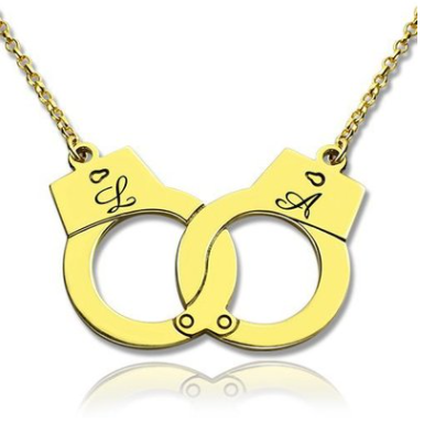 Sterling Silver Personalized Handcuffs Necklace