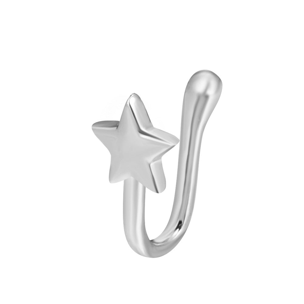 Non-pierced U-shaped Nose Clip Copper Inlaid Zircon Star Heart Piercing Jewelry