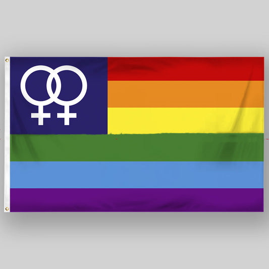 Lesbian Pride Double-Venus Canton Rainbow Flag