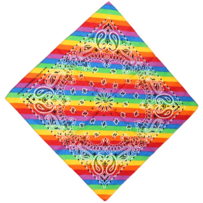 Rainbow LGBT Cotton Outdoor Breathable Striped Square Scarf Hip Hop