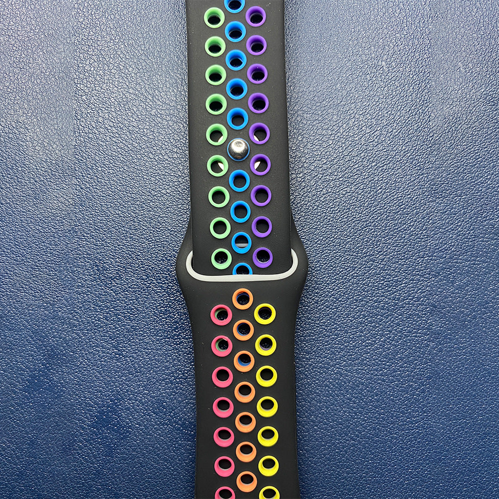 Rainbow silicone breathable watch strap