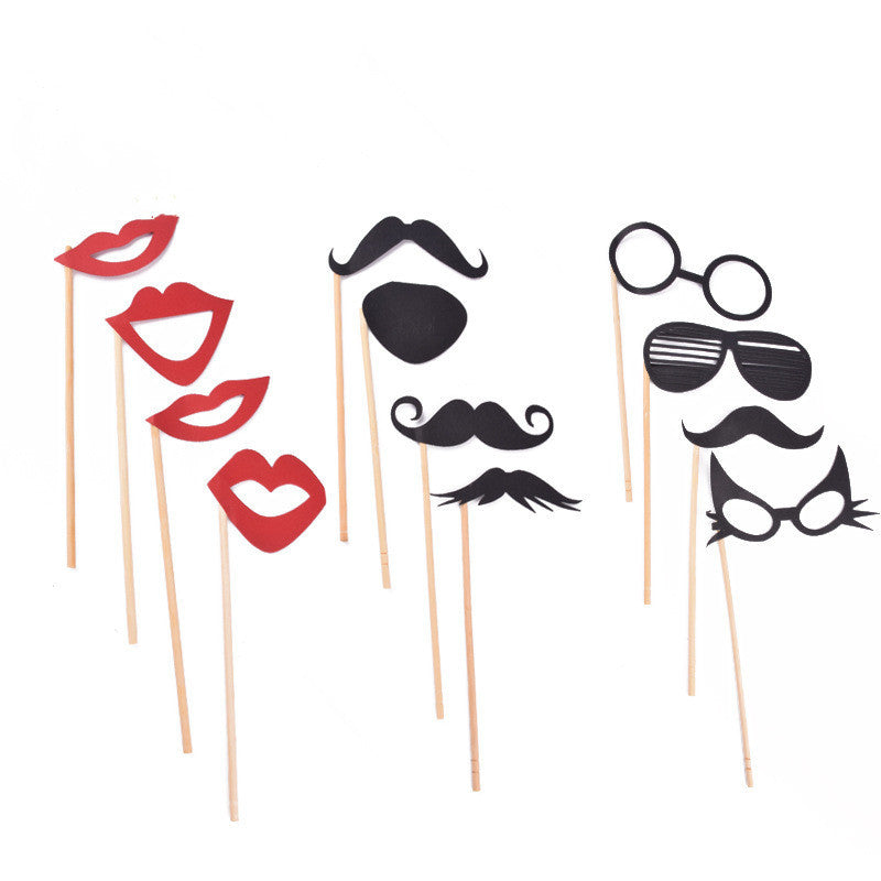 Paper Glasses Red Lips And Paper Mustache Photo Props