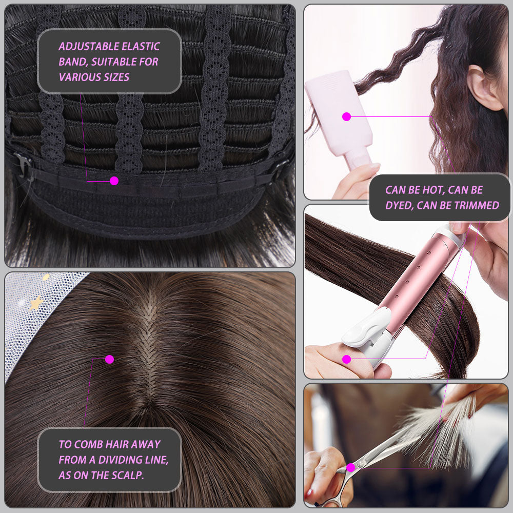 Air Bangs Straight Hair Chemical Fiber Ladies Wig Headgear