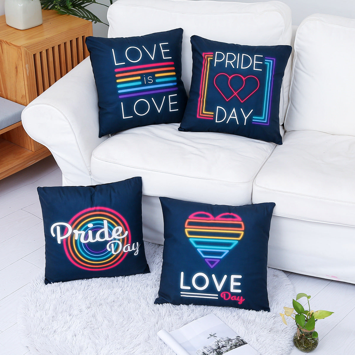 Rainbow love sofa pillowcase