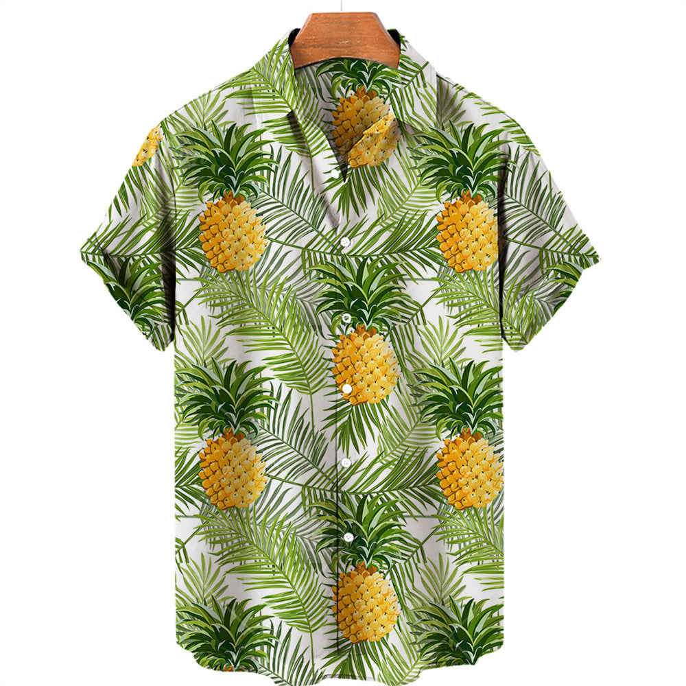 Casual Pineapple Print Hawaiian Shirts