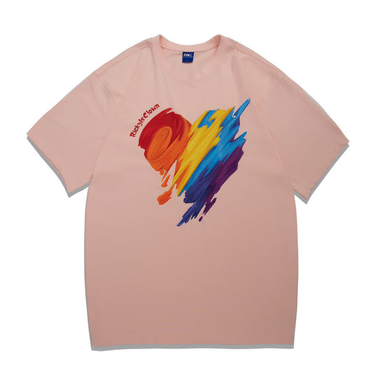 Clown Oil Painting Graffiti Rainbow Love Short-sleeved T-shirt
