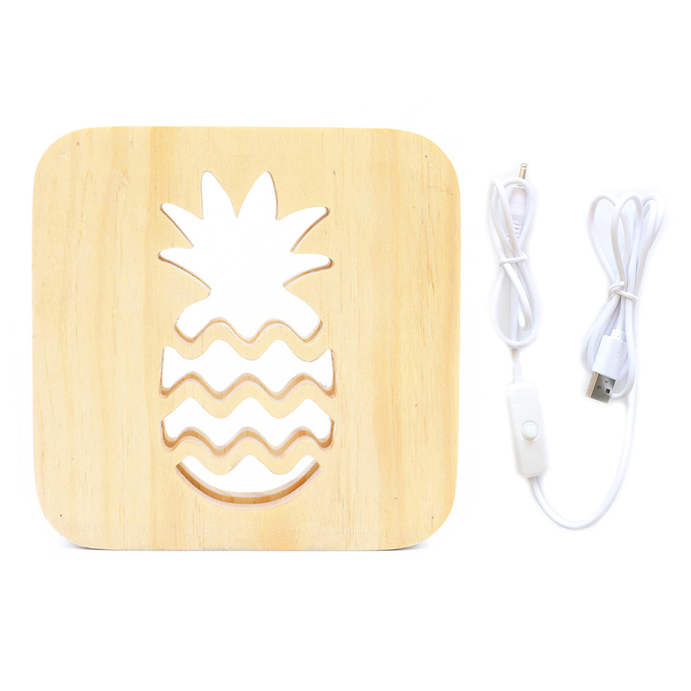 LED Wooden Pineapple Night Light USB