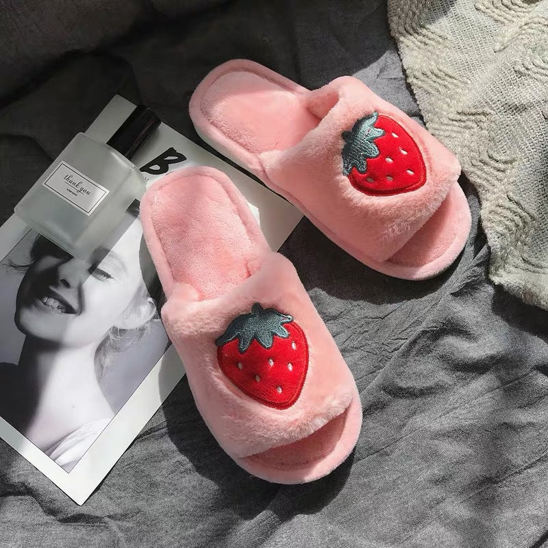 Fruit fur slippers