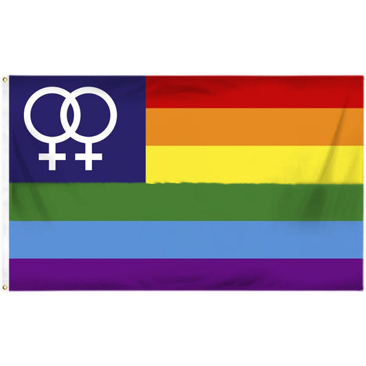 Lesbian Pride Double-Venus Canton Rainbow Flag